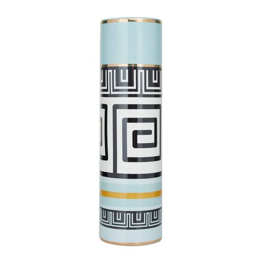 Teal Stoneware Modern Vase, 18" x 5" x 5"